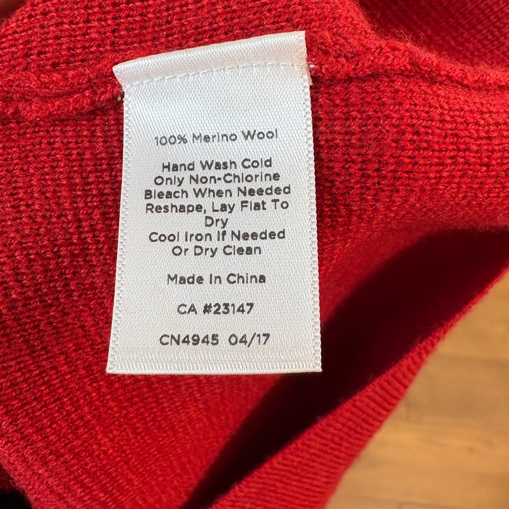 Talbots Sweater Dress Womens SP Red Merino Wool Flared 3/4 Sleeve V-Neck Luxury - Picture 8 of 8